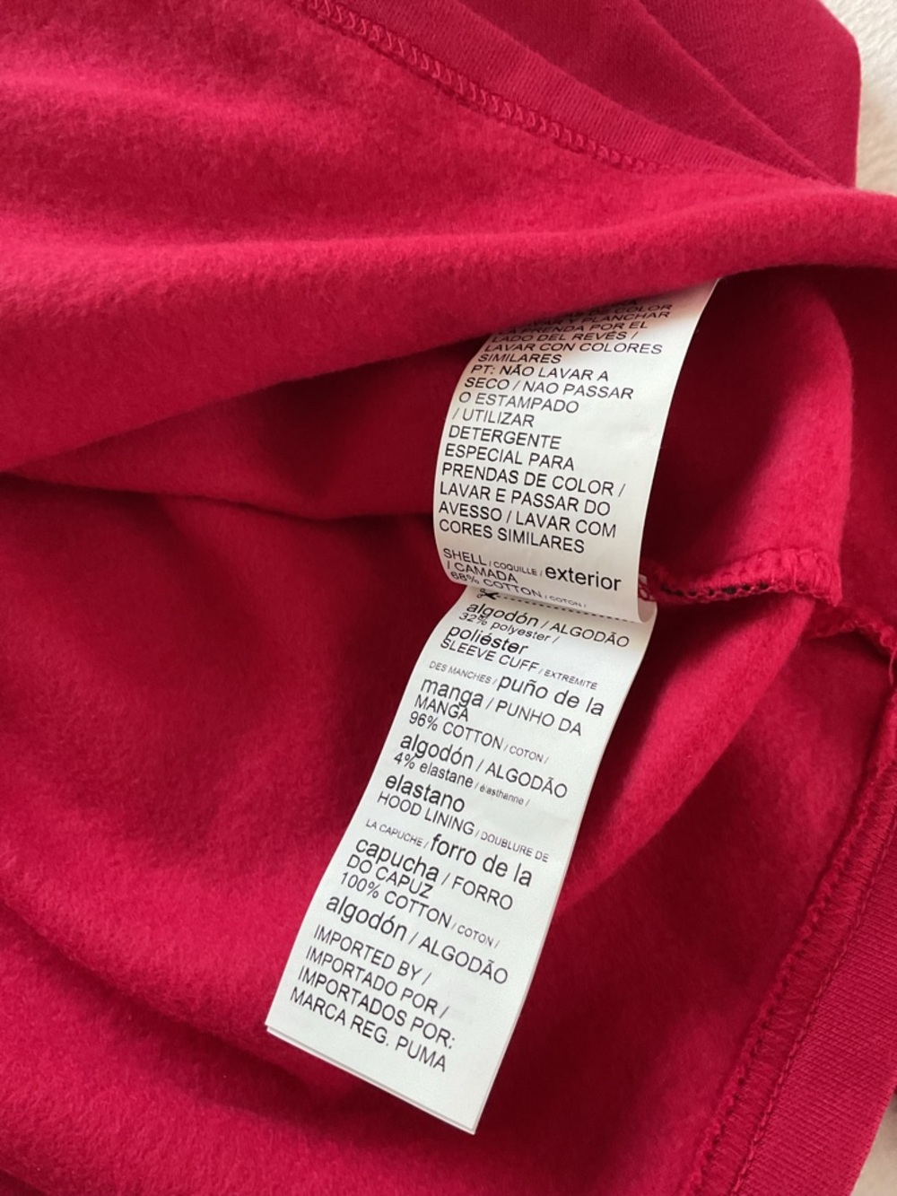 Puma Cropped Hoodie Red Pink Logo Pullover Sweatshirt Women’s L NWT - Picture 9 of 10